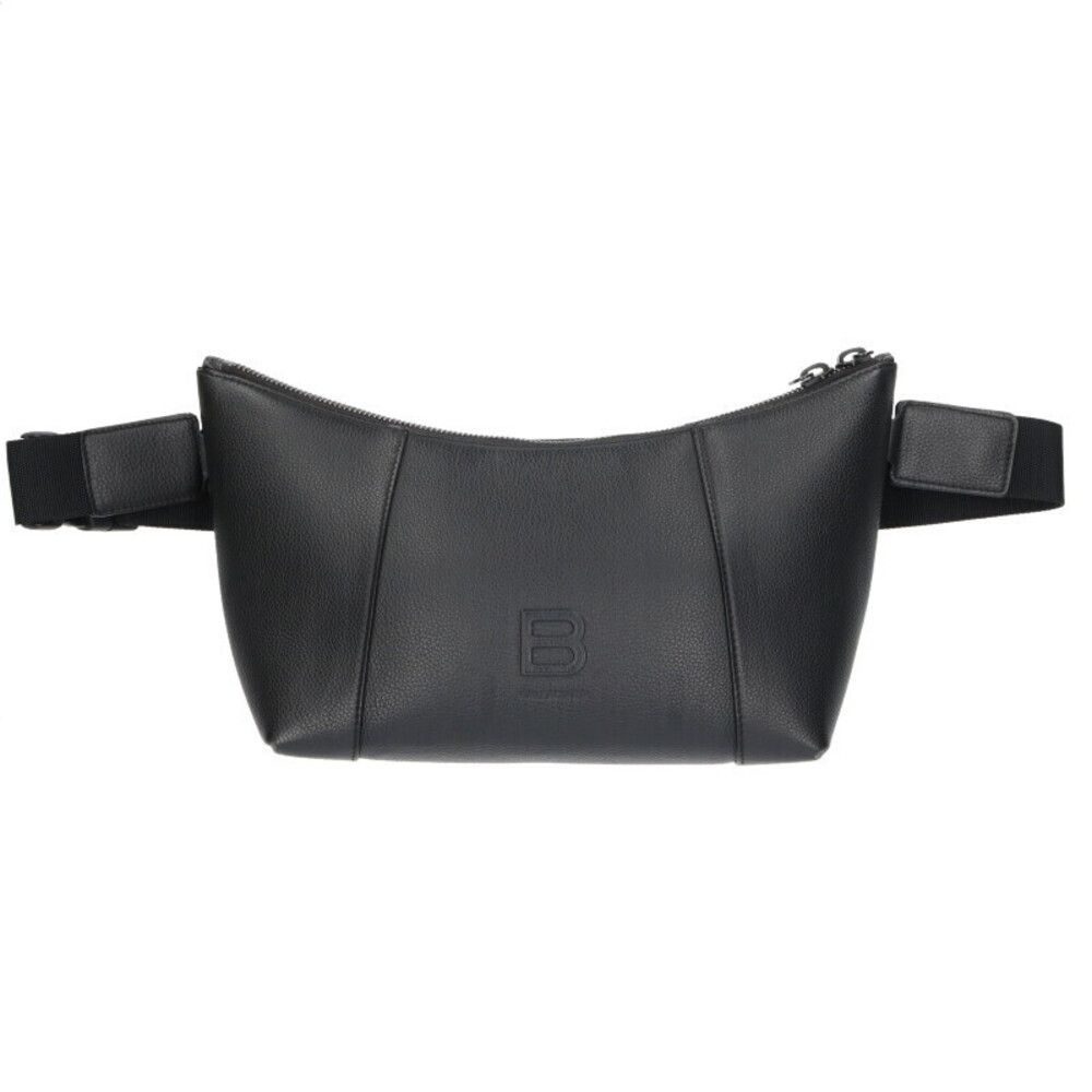 Balenciaga Hourglass Leather Shoulder Bag Black